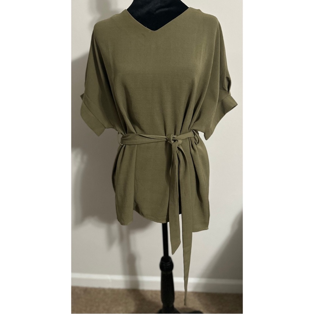 Olive Green Women's Top with Belt